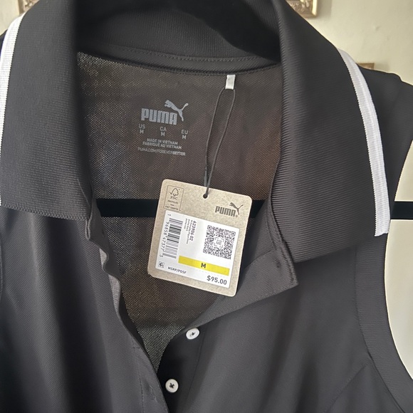 NWT Everyday Pique Puma Black Golf Polo Dress with White Trim - Picture 5 of 6